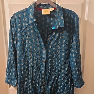 Maeve Teal Button-Up Shirt